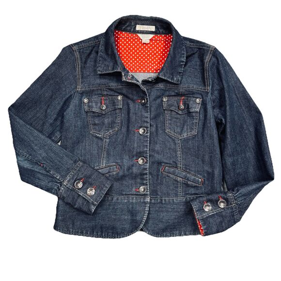 Christopher Banks Denim Jacket M Blue Dark Wash Button Cotton Blend Womens - Picture 9 of 9